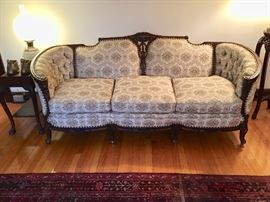 Lovely upholstered French 40's sofa. (Plastic just removed)