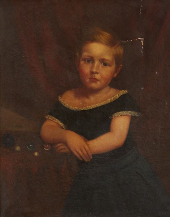  19th Century American School Portrait Of A Girl