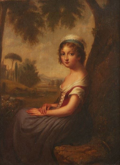 Cephas Giovanni Thompson Italian Girl Oil On Canvas