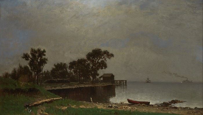 William Marple 19th c. Lake Pepin Minnesota Oil Painting