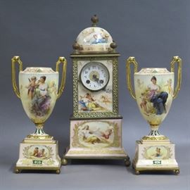 Royal Vienna Porcelain Clock Garniture