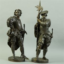 Pair of Large Auguste Carrier Bronze Sculptures