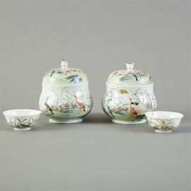 Chinese Famille Rose Porcelain Wine Warming Jars
