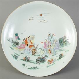 Chinese Famille Rose Porcelain Charger with Immortals