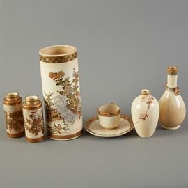 Group of Japanese Meiji Satsuma Vases and Cups