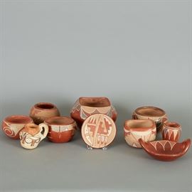 10 Native American Southwestern Redware Pots