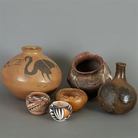 	6 Native American Pots Pueblo Hopi Apache