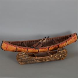 Group of 2 Miniature Canoes Ojibwe Ho-Chunk	