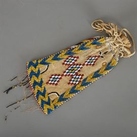 Apache Beaded Pipe Bag Early 20th c.