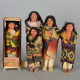 Group of 5 Skookum Dolls Original Box	