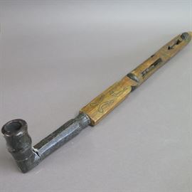 Brule Sioux Steatite Pipe with Puzzle Stem c. 1908	