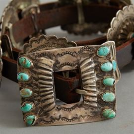 Concho Belt with Turquoise Early 20th c.	