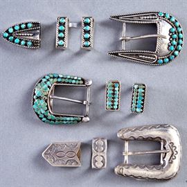 3 Navajo & Zuni Silver Belt Buckles Arts & Crafts Guild Eleanor Weeks