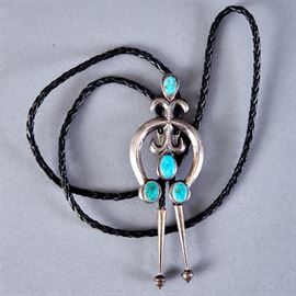 Silver and Turquoise Bolo Tie