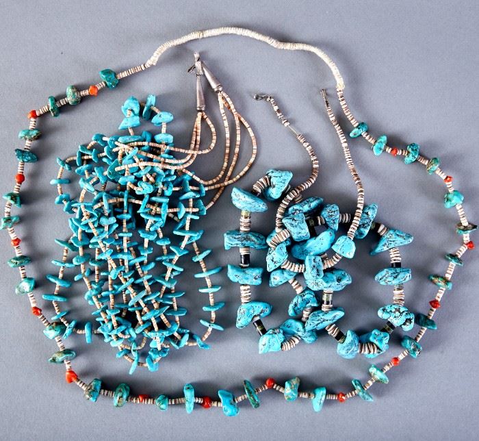 Group of 3 Heishi and Turquoise Necklaces