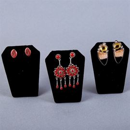 3 Pair Navajo & Zuni Earrings Mary-Rita Padilla Lorraine Waatsa