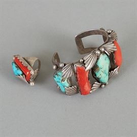Zuni Bracelet and Ring Attributed to Dan Simplicio