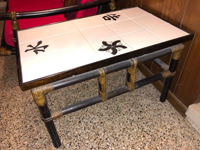 Oriental style end table