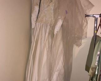 Vintage wedding dress and veil