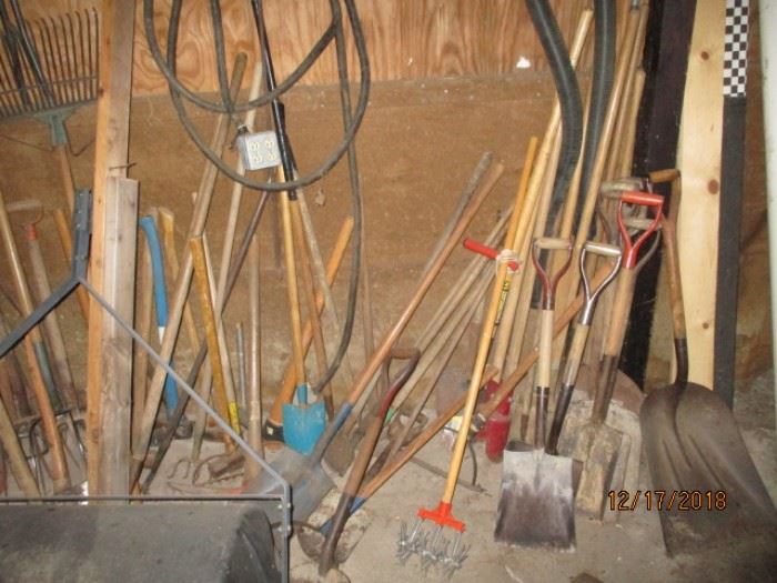 various garden yard tools