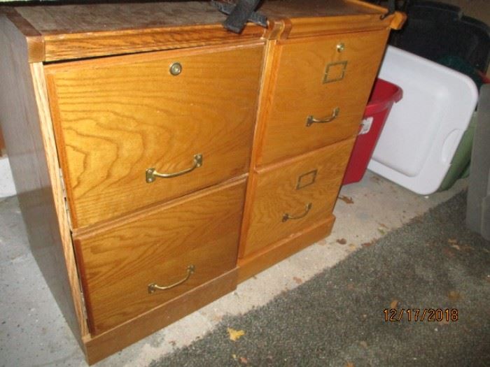 2 wood file cabinets