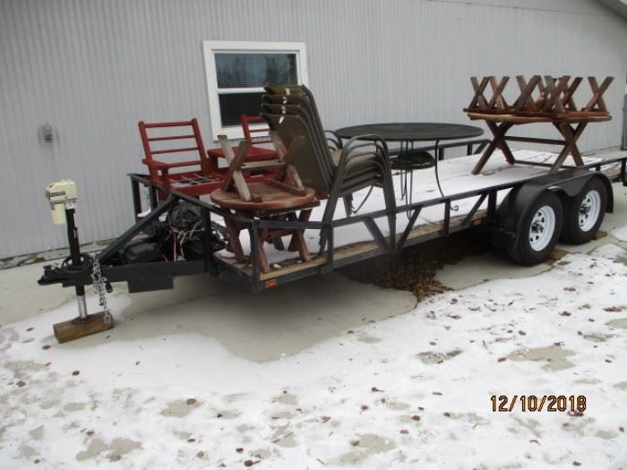 20 FT car hauler with winch 1 year old has a reserve      TRAILER SOLD SOME yard items available