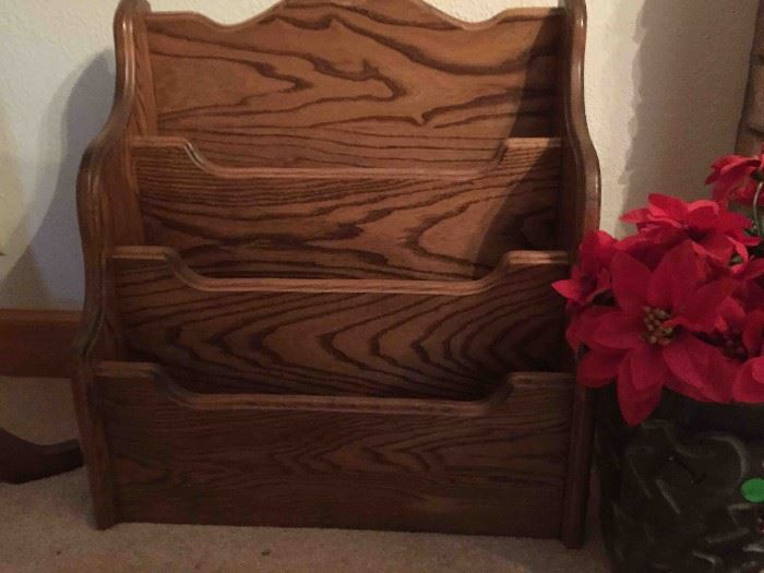 Handcrafted Oak Magazine Rack