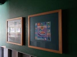 Lot 3 framed art prints by bathroom