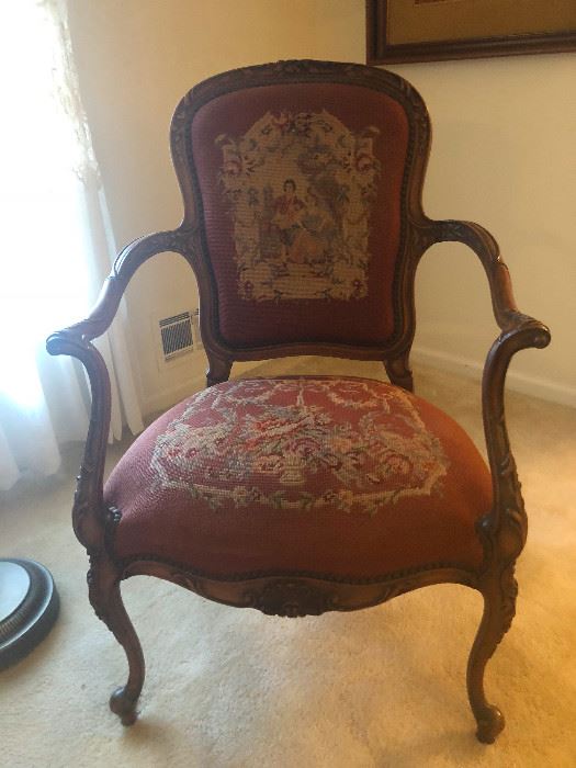 Antique French Provincial Needle Point Chair