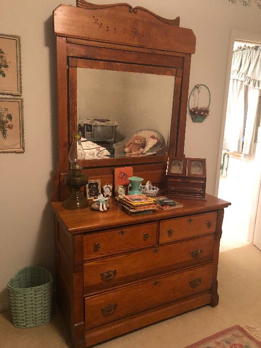 beautiful antique oak dresser with mirror