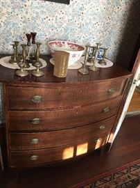 Lovely antique bow front chest