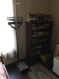 Bookcase and old time doctor's scale