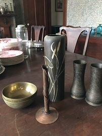 Lots of vases and brass. Heinz Vase
