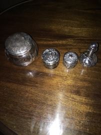 Sterling top powder jars