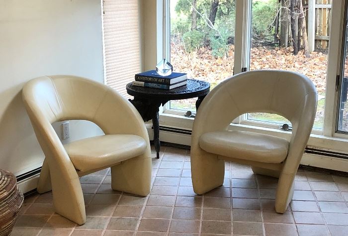 Pair Vintage  leather chairs 
