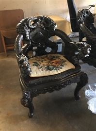 Pair Chinese carved Throne Chairs 