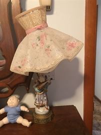 Vintage Victorian lady and man lamp;s