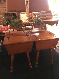 Pair of vntage end tables with storage