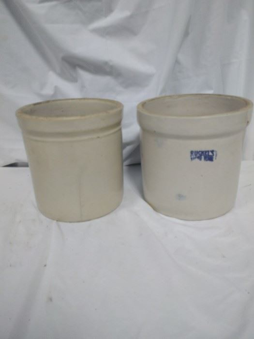 lot of 2 ceramic stoneware Crocks, one is Ruckels stoneware https://ctbids.com/#!/description/share/84415