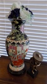 tall ginger jar vase and bronze nutcracker