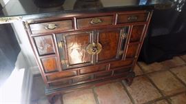 one of 2 matching antique Asian cabinets