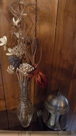 dried floral arrangement....vintage knight ice bucket
