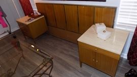 Paul McCobb mid century king headboard...SOLD pair of matching nightstands