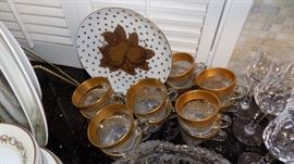 gold gilt crystal punch cups