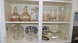 crystal, silverplate, decorative pieces