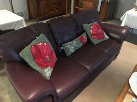 Italian Burgandy Leather Couch!