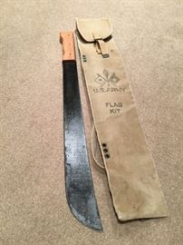 Vintage Machete in Vintage U.S. Army Flag Kit Bag!
