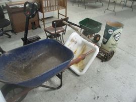 Wheelbarrow and porcelain sink