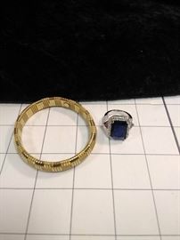 Sterling ring with sapphire and amethest and vintage gold bracelet          https://ctbids.com/#!/description/share/86455