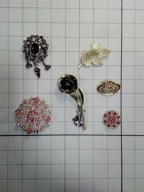Pakula brooch and 5 other rhinestone brooches      https://ctbids.com/#!/description/share/86484